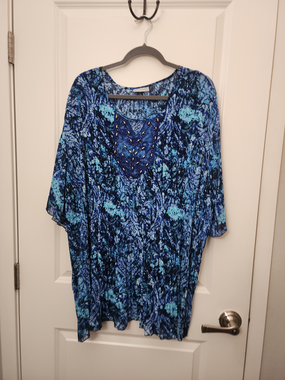 Catherines Blue Multi-Patterned Tunic Top